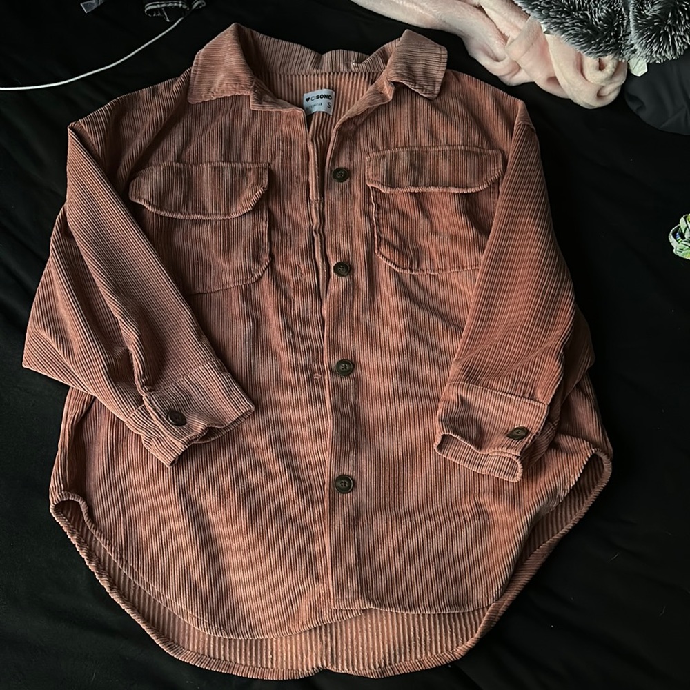 Oversized pink flannel, cisono outerwear, size small